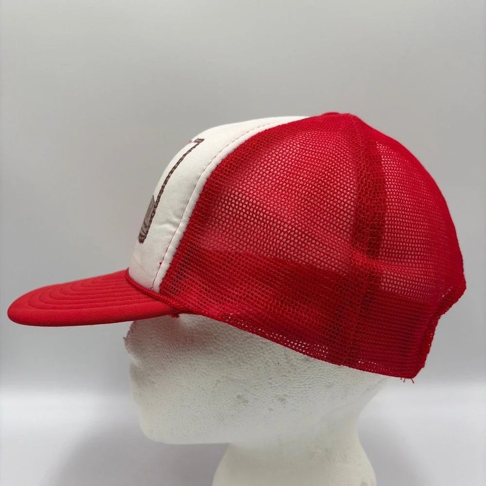 Vintage Mesa AZ Snapback Trucker Hat Mens OSFA Red Western RV Covered Wagon Mesh